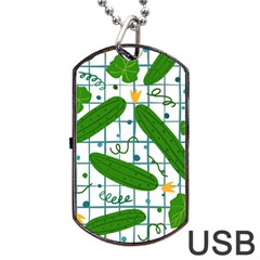 Seamless Pattern With Cucumber Dog Tag Usb Flash (one Side) by Wegoenart