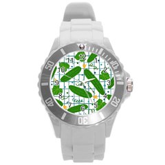 Seamless Pattern With Cucumber Round Plastic Sport Watch (l) by Wegoenart