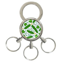 Seamless Pattern With Cucumber 3-ring Key Chain by Wegoenart