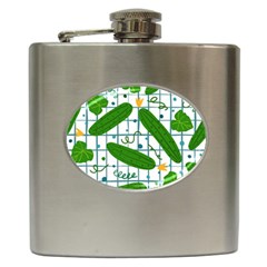 Seamless Pattern With Cucumber Hip Flask (6 Oz) by Wegoenart