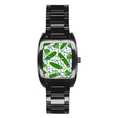 Seamless Pattern With Cucumber Stainless Steel Barrel Watch by Wegoenart