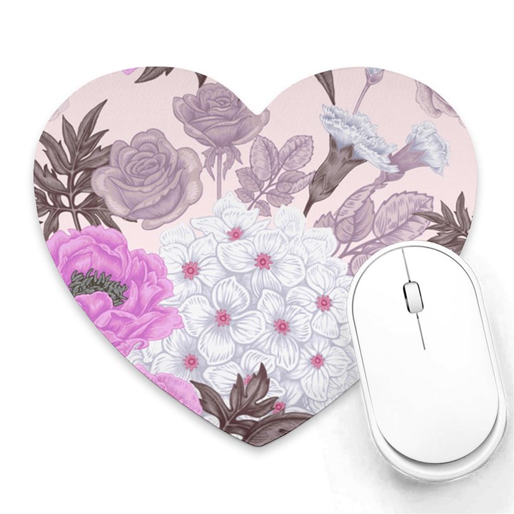 Seamless Pattern With Flowers Roses Peonies Hydrangeas Carnations Heart Mousepads