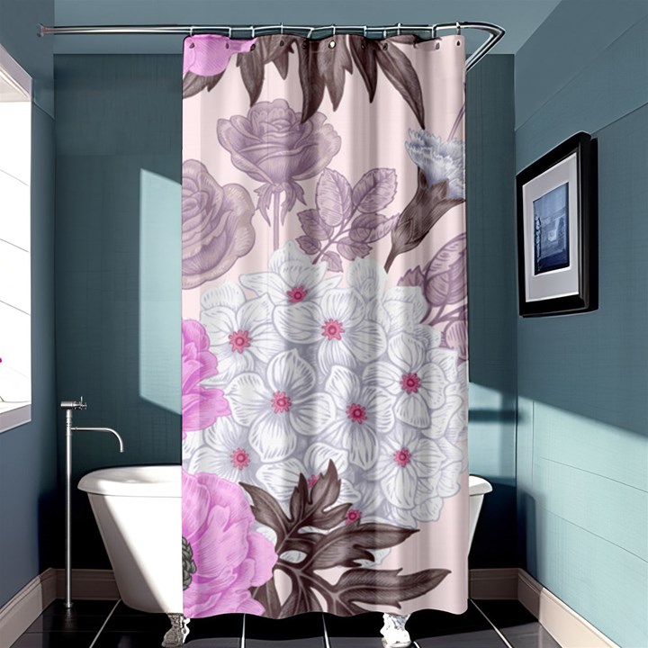 Seamless Pattern With Flowers Roses Peonies Hydrangeas Carnations Shower Curtain 36  x 72  (Stall) 