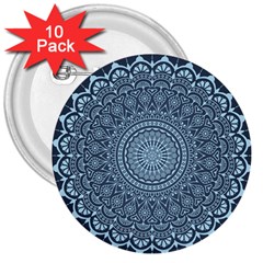 Luxury Mandala With Golden Arabesque Pattern Arabic Islamic East Style 3  Buttons (10 Pack)  by Wegoenart