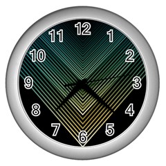 Abstract Colorful Geometric Lines Pattern Background Wall Clock (silver) by Wegoenart