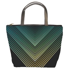 Abstract Colorful Geometric Lines Pattern Background Bucket Bag by Wegoenart