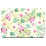 Beautiful Seamless Vector Tropical Pattern Background With Flamingo Hibiscus Large Doormat  30 x20  Door Mat