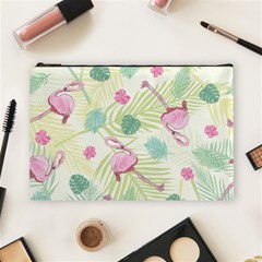 Beautiful Seamless Vector Tropical Pattern Background With Flamingo Hibiscus Cosmetic Bag (large) by Wegoenart