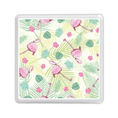 Beautiful Seamless Vector Tropical Pattern Background With Flamingo Hibiscus Memory Card Reader (square) by Wegoenart