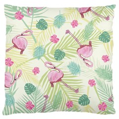 Beautiful Seamless Vector Tropical Pattern Background With Flamingo Hibiscus Large Cushion Case (one Side) by Wegoenart