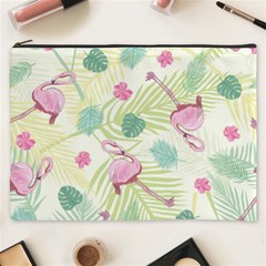 Beautiful Seamless Vector Tropical Pattern Background With Flamingo Hibiscus Cosmetic Bag (xxxl) by Wegoenart