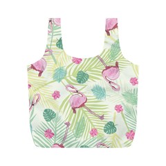 Beautiful Seamless Vector Tropical Pattern Background With Flamingo Hibiscus Full Print Recycle Bag (m) by Wegoenart