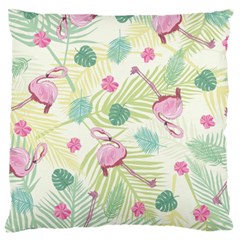 Beautiful Seamless Vector Tropical Pattern Background With Flamingo Hibiscus Large Flano Cushion Case (one Side) by Wegoenart