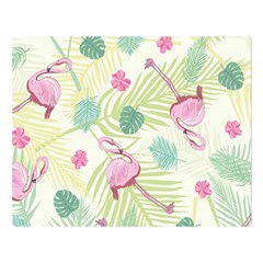 Beautiful Seamless Vector Tropical Pattern Background With Flamingo Hibiscus Double Sided Flano Blanket (large)  by Wegoenart