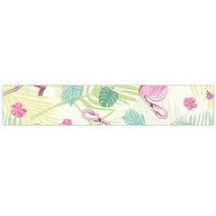 Beautiful Seamless Vector Tropical Pattern Background With Flamingo Hibiscus Large Flano Scarf  by Wegoenart