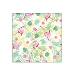 Beautiful Seamless Vector Tropical Pattern Background With Flamingo Hibiscus Satin Bandana Scarf by Wegoenart