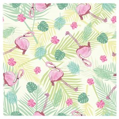 Beautiful Seamless Vector Tropical Pattern Background With Flamingo Hibiscus Wooden Puzzle Square by Wegoenart