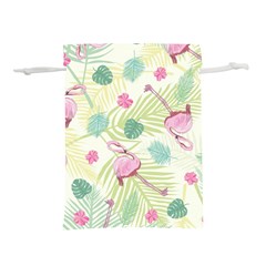 Beautiful Seamless Vector Tropical Pattern Background With Flamingo Hibiscus Lightweight Drawstring Pouch (s) by Wegoenart