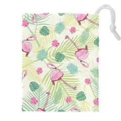 Beautiful Seamless Vector Tropical Pattern Background With Flamingo Hibiscus Drawstring Pouch (5xl)