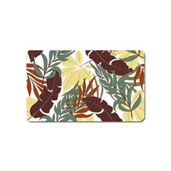 Botanical Seamless Tropical Pattern With Bright Red Green Plants Leaves Magnet (name Card) by Wegoenart