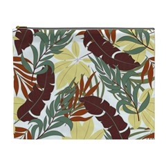 Botanical Seamless Tropical Pattern With Bright Red Green Plants Leaves Cosmetic Bag (xl)