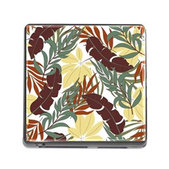 Botanical Seamless Tropical Pattern With Bright Red Green Plants Leaves Memory Card Reader (square 5 Slot) by Wegoenart