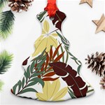 Botanical Seamless Tropical Pattern With Bright Red Green Plants Leaves Christmas Tree Ornament (Two Sides) Front