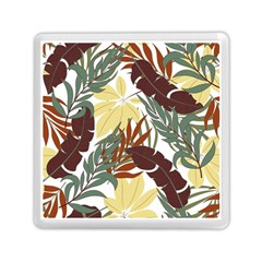 Botanical Seamless Tropical Pattern With Bright Red Green Plants Leaves Memory Card Reader (square) by Wegoenart