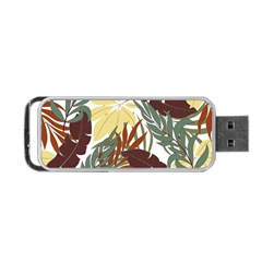 Botanical Seamless Tropical Pattern With Bright Red Green Plants Leaves Portable Usb Flash (one Side) by Wegoenart