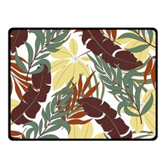 Botanical Seamless Tropical Pattern With Bright Red Green Plants Leaves Double Sided Fleece Blanket (small)  by Wegoenart