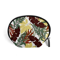 Botanical Seamless Tropical Pattern With Bright Red Green Plants Leaves Accessory Pouch (small) by Wegoenart