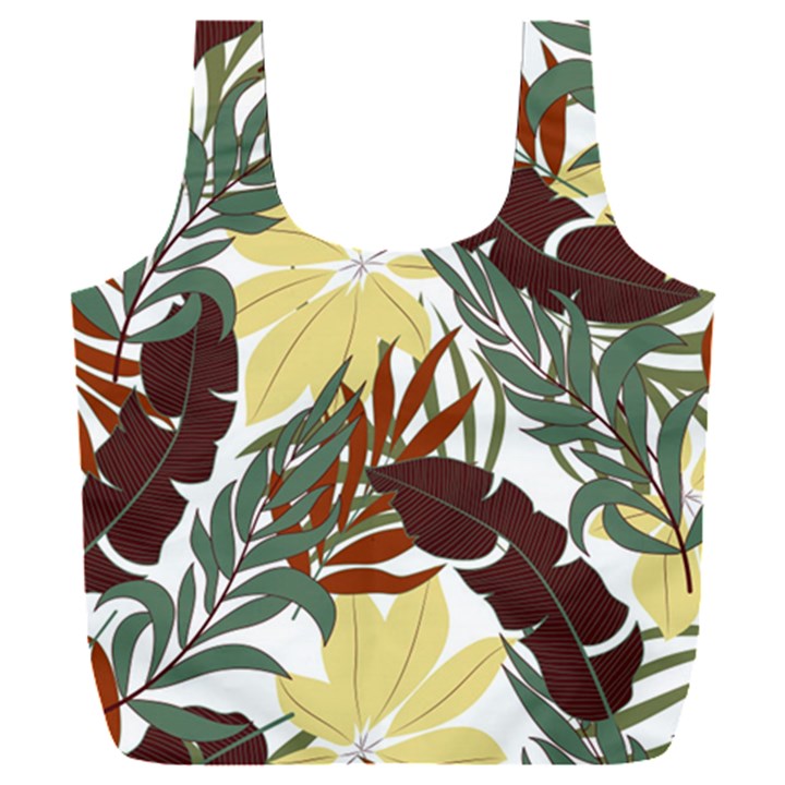 Botanical Seamless Tropical Pattern With Bright Red Green Plants Leaves Full Print Recycle Bag (XXL)