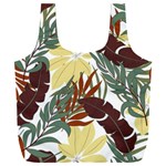 Botanical Seamless Tropical Pattern With Bright Red Green Plants Leaves Full Print Recycle Bag (XXL) Back