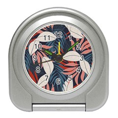 Fashionable Seamless Tropical Pattern With Bright Red Blue Flowers Travel Alarm Clock by Wegoenart