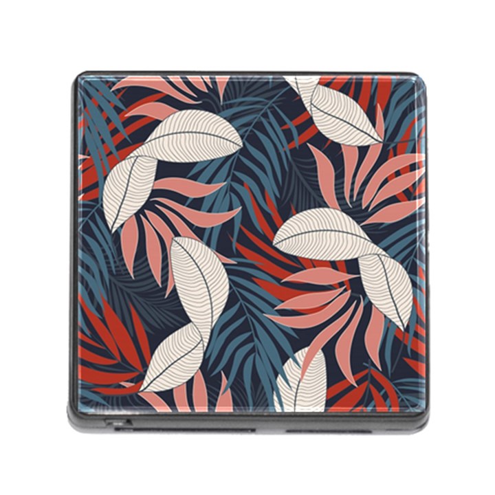 Fashionable Seamless Tropical Pattern With Bright Red Blue Flowers Memory Card Reader (Square 5 Slot)