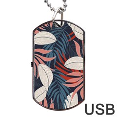 Fashionable Seamless Tropical Pattern With Bright Red Blue Flowers Dog Tag Usb Flash (two Sides) by Wegoenart