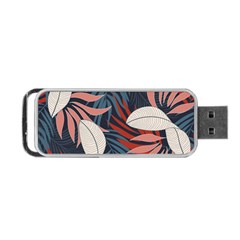 Fashionable Seamless Tropical Pattern With Bright Red Blue Flowers Portable Usb Flash (one Side) by Wegoenart