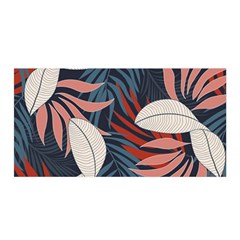 Fashionable Seamless Tropical Pattern With Bright Red Blue Flowers Satin Wrap by Wegoenart