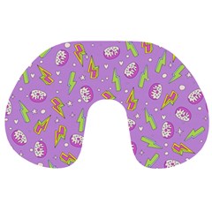 Cute Girl Fashion Seamless Pattern With Tasty Sweet Donuts Cartoon Arrows Pattern Cute Sweets Teen G Travel Neck Pillow by Wegoenart