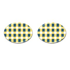 Diagonal Checkered Plaid Seamless Pattern Cufflinks (oval) by Wegoenart