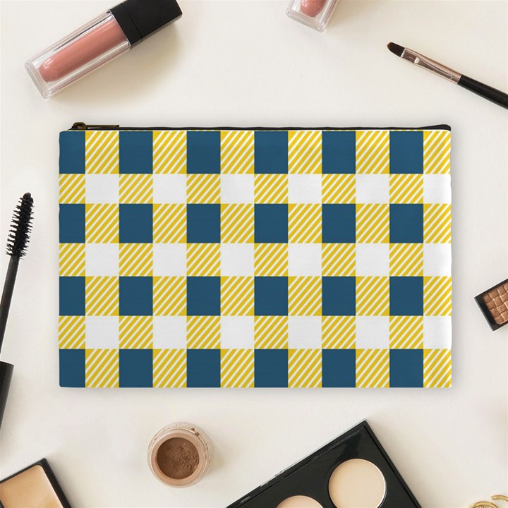 Diagonal Checkered Plaid Seamless Pattern Cosmetic Bag (Large)