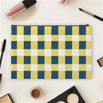 Diagonal Checkered Plaid Seamless Pattern Cosmetic Bag (Large) Back