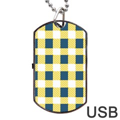 Diagonal Checkered Plaid Seamless Pattern Dog Tag Usb Flash (one Side) by Wegoenart