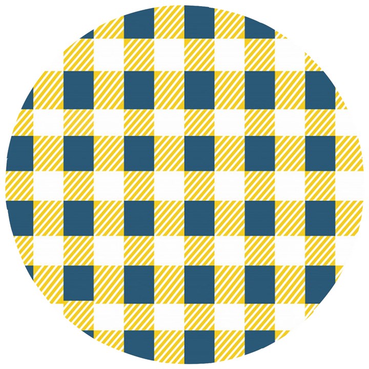 Diagonal Checkered Plaid Seamless Pattern Wooden Puzzle Round