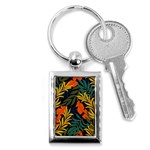 Fashionable Seamless Tropical Pattern With Bright Green Blue Plants Leaves Key Chain (Rectangle) Front