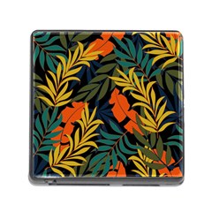 Fashionable Seamless Tropical Pattern With Bright Green Blue Plants Leaves Memory Card Reader (square 5 Slot) by Wegoenart