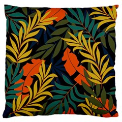 Fashionable Seamless Tropical Pattern With Bright Green Blue Plants Leaves Large Cushion Case (one Side) by Wegoenart