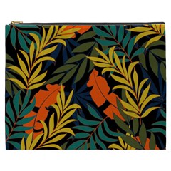 Fashionable Seamless Tropical Pattern With Bright Green Blue Plants Leaves Cosmetic Bag (xxxl) by Wegoenart