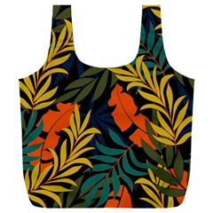 Fashionable Seamless Tropical Pattern With Bright Green Blue Plants Leaves Full Print Recycle Bag (xxl)