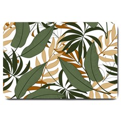 Botanical Seamless Tropical Pattern With Bright Green Yellow Plants Leaves Large Doormat  by Wegoenart